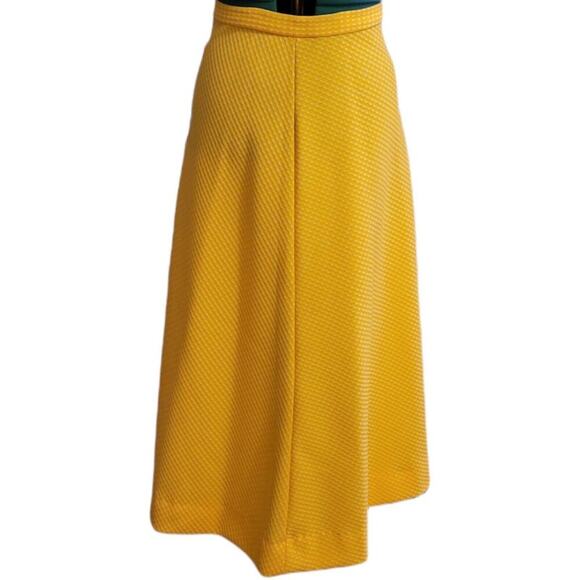womens Vintage 1970s Yellow Gigham coord set matching two piece vest maxi skirt - Picture 6 of 8